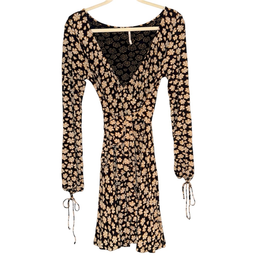 Free People Pradera Floral Wrap Tie Waist Mini Dress